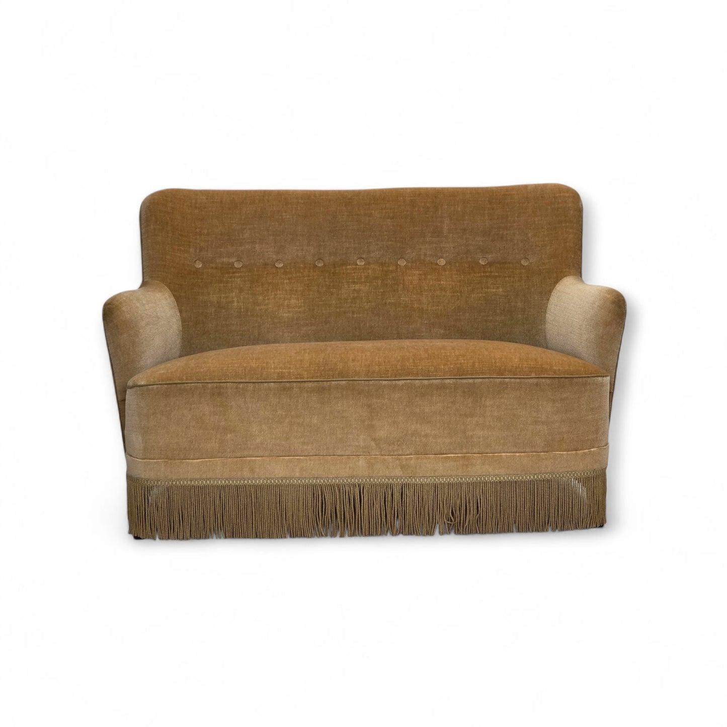1970s, Danish 2-seater sofa, light green furniture velour.