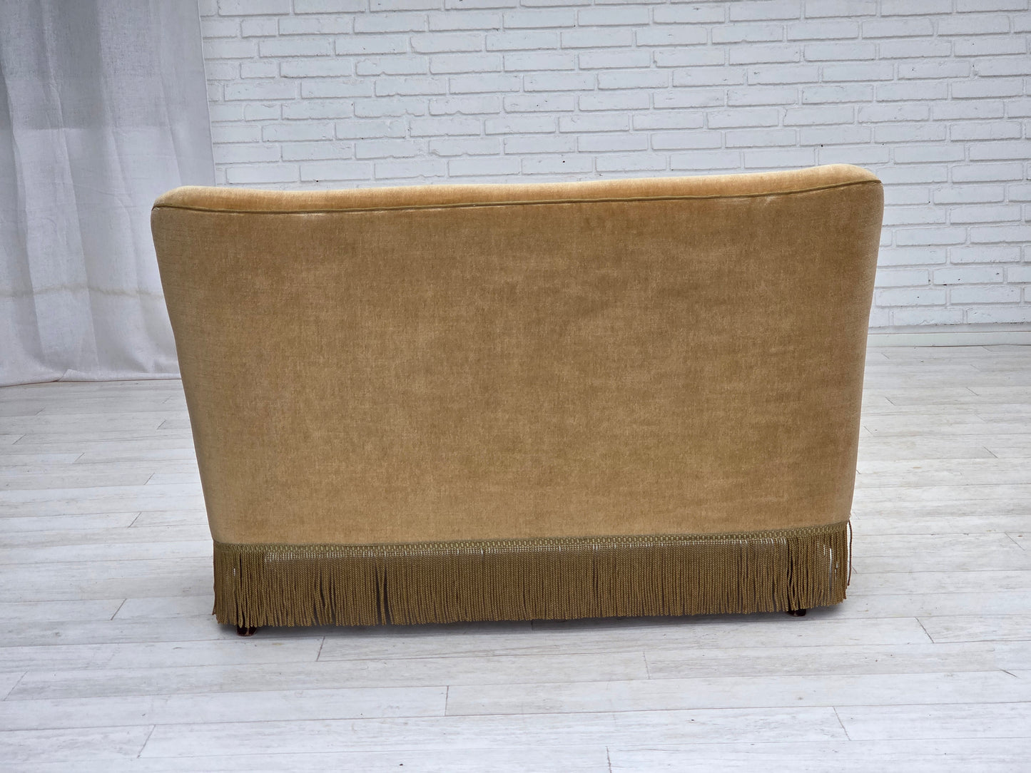 1970s, Danish 2-seater sofa, light green furniture velour.