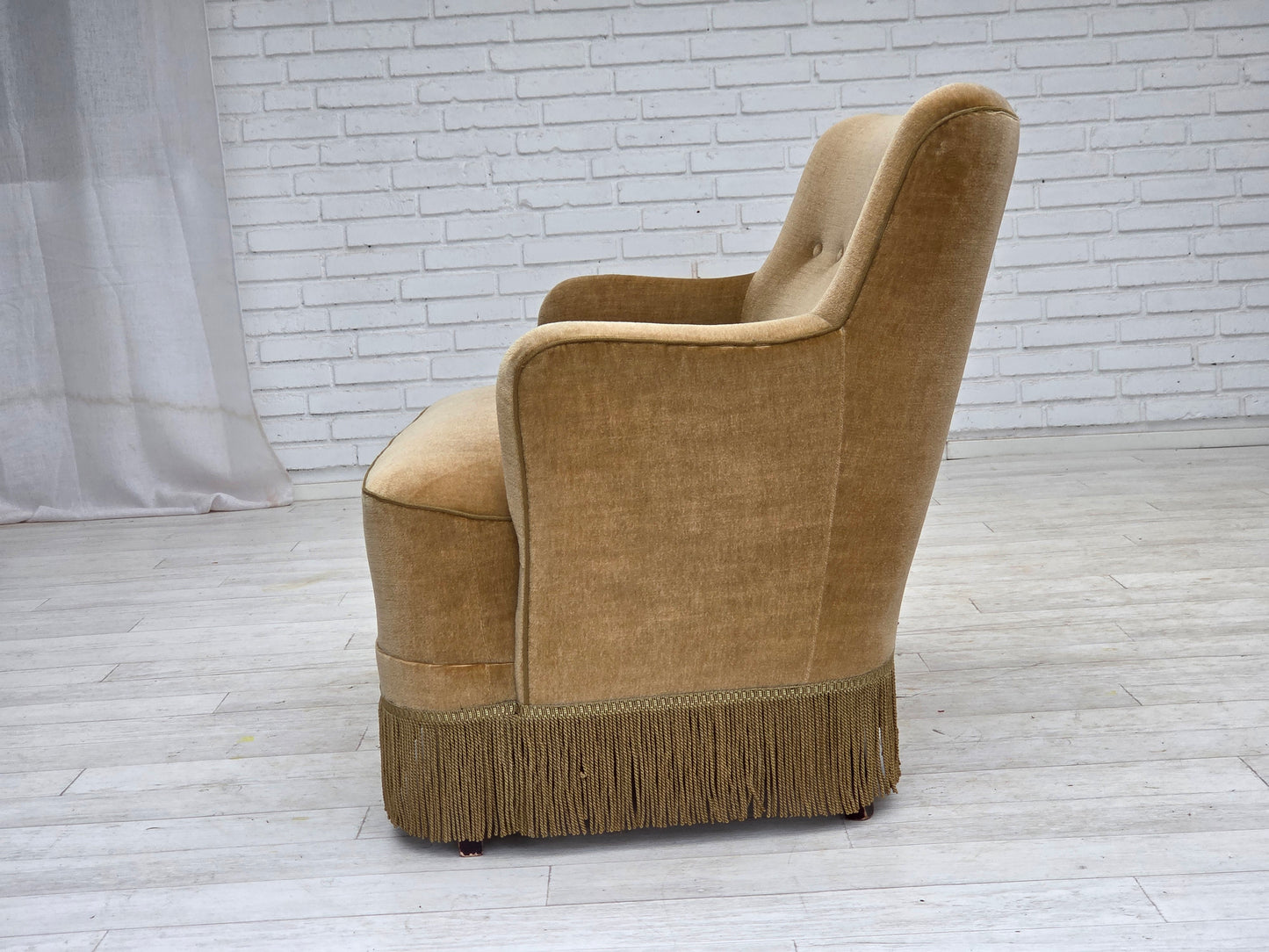 1970s, Danish 2-seater sofa, light green furniture velour.