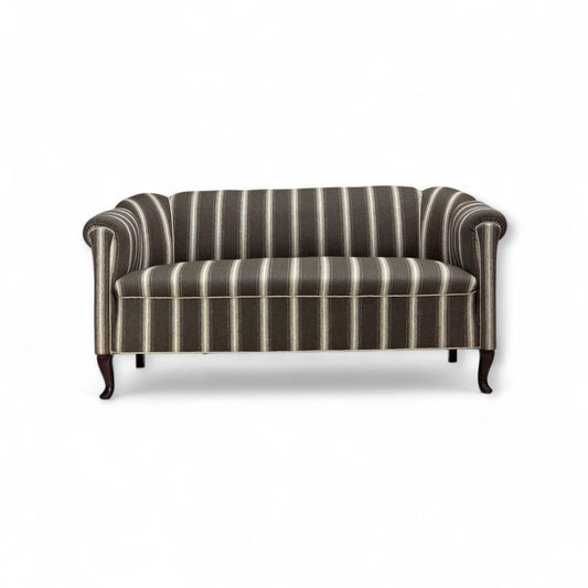 1950s, Danish 2-seater sofa, striped furniture wool, ash wood legs.