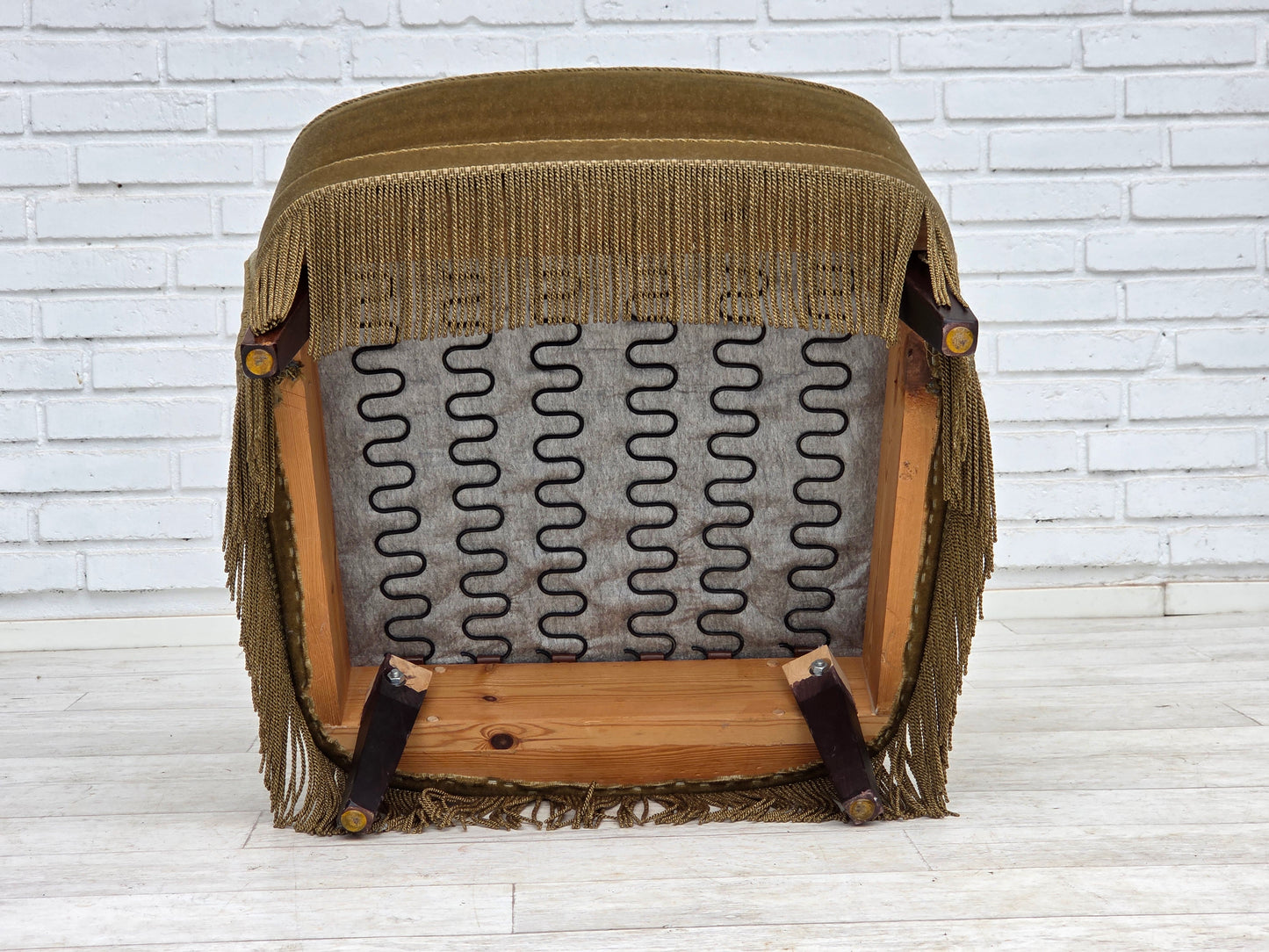 1970s, Danish highback armchair, light green furniture velour.