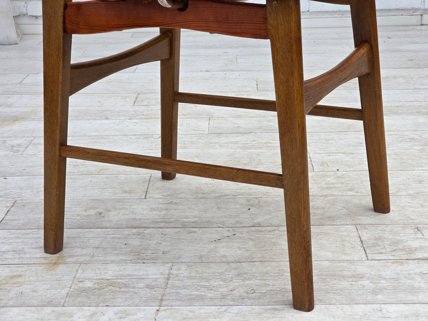 1960s, Danish armchair, furniture velour, teak wood armrests, chrome steel.