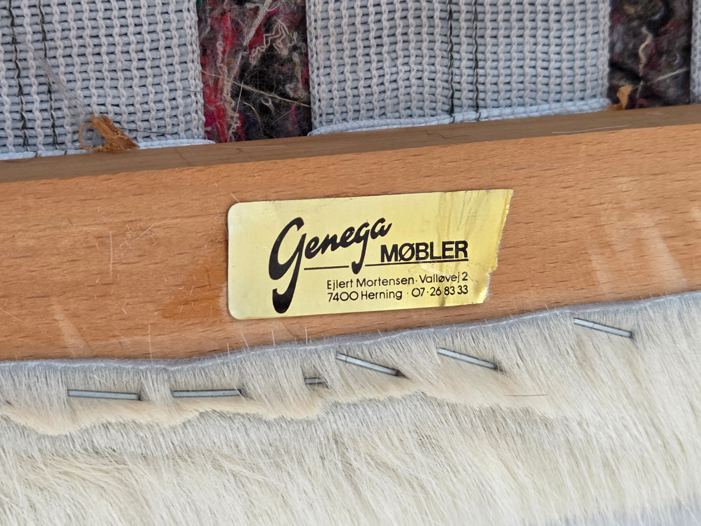 1960s, Danish highback armchair, genuine cowhide, oak wood, reupholstered.