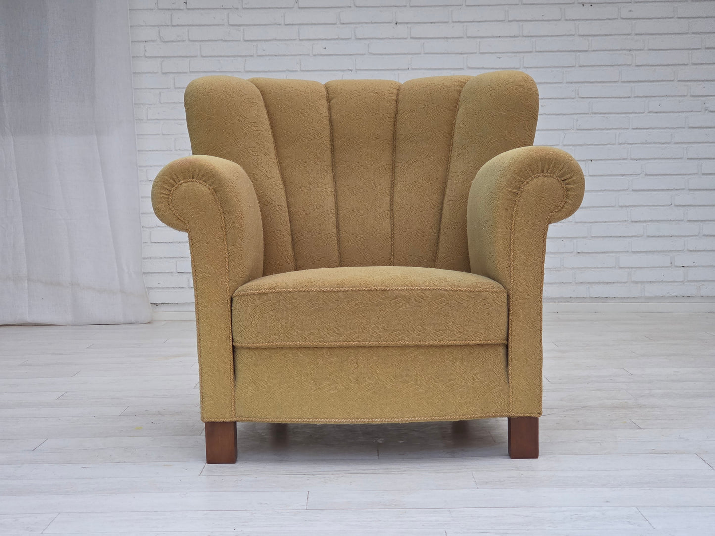 1960s, Danish relax chair, original light green furniture wool.