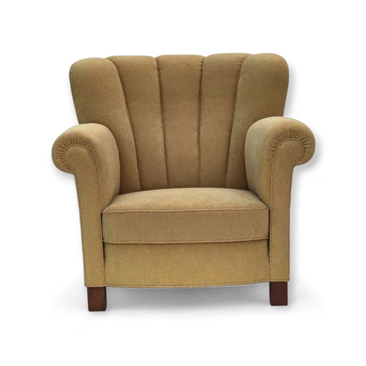 1960s, Danish relax chair, original light green furniture wool.