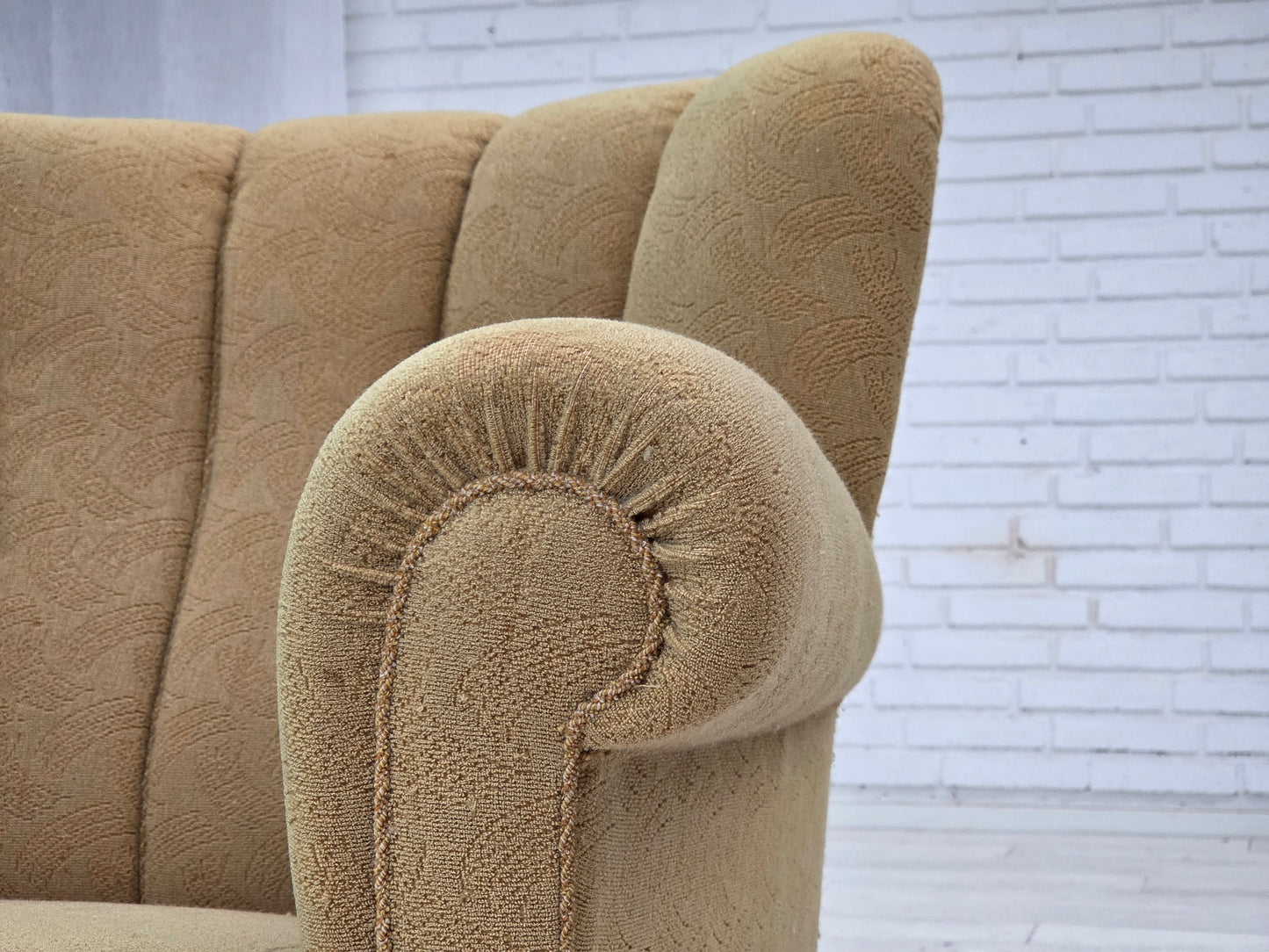 1960s, Danish relax chair, original light green furniture wool.