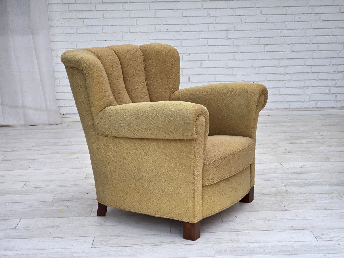 1960s, Danish relax chair, original light green furniture wool.