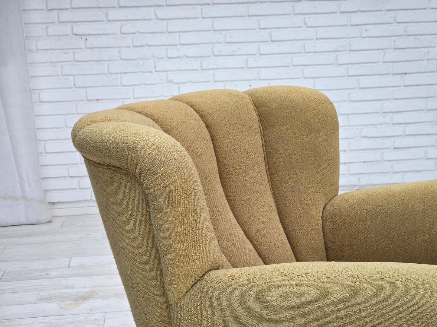 1960s, Danish relax chair, original light green furniture wool.