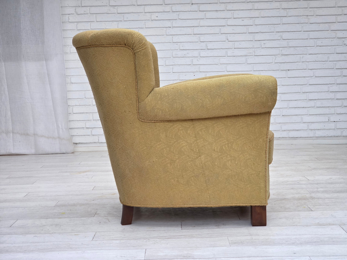 1960s, Danish relax chair, original light green furniture wool.