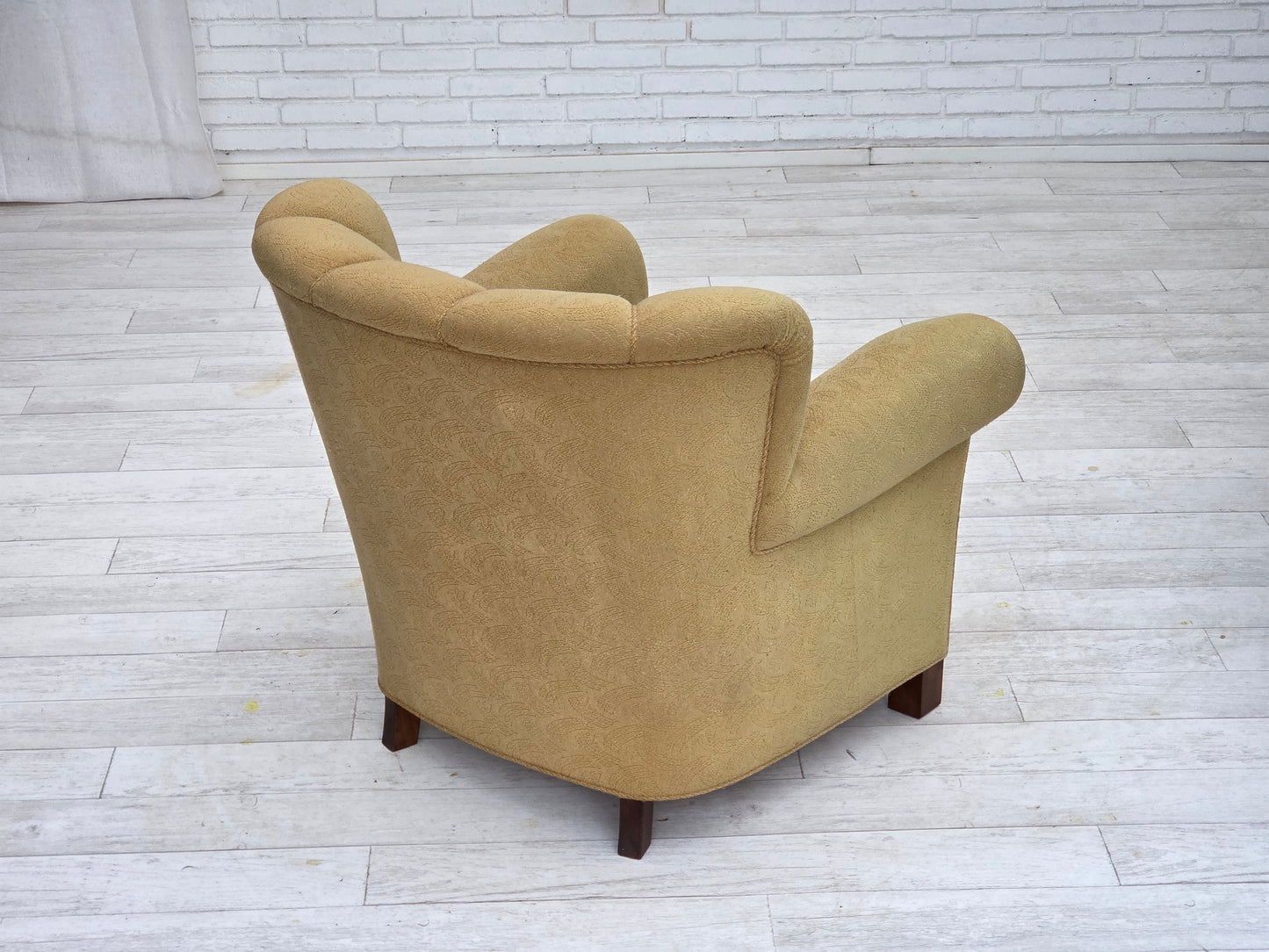 1960s, Danish relax chair, original light green furniture wool.