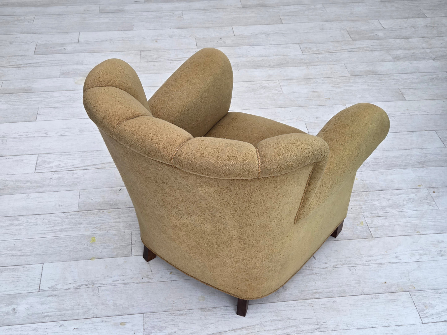1960s, Danish relax chair, original light green furniture wool.