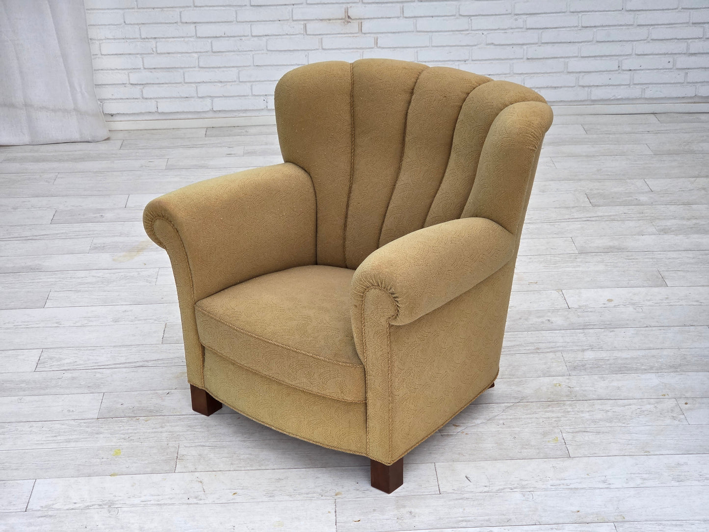 1960s, Danish relax chair, original light green furniture wool.