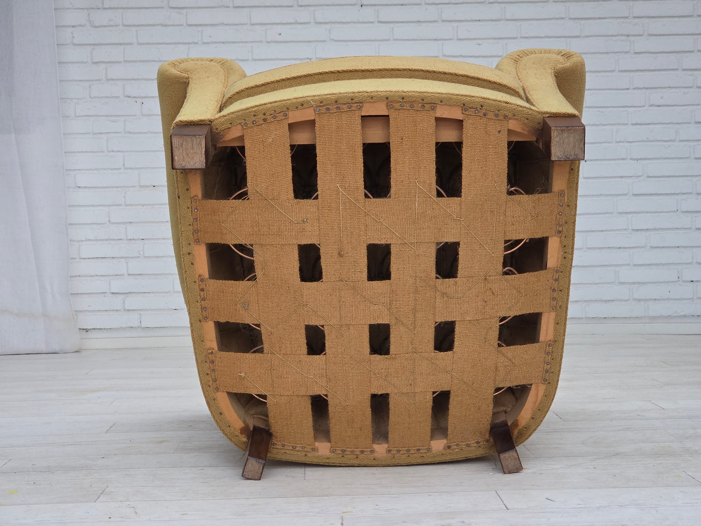 1960s, Danish relax chair, original light green furniture wool.