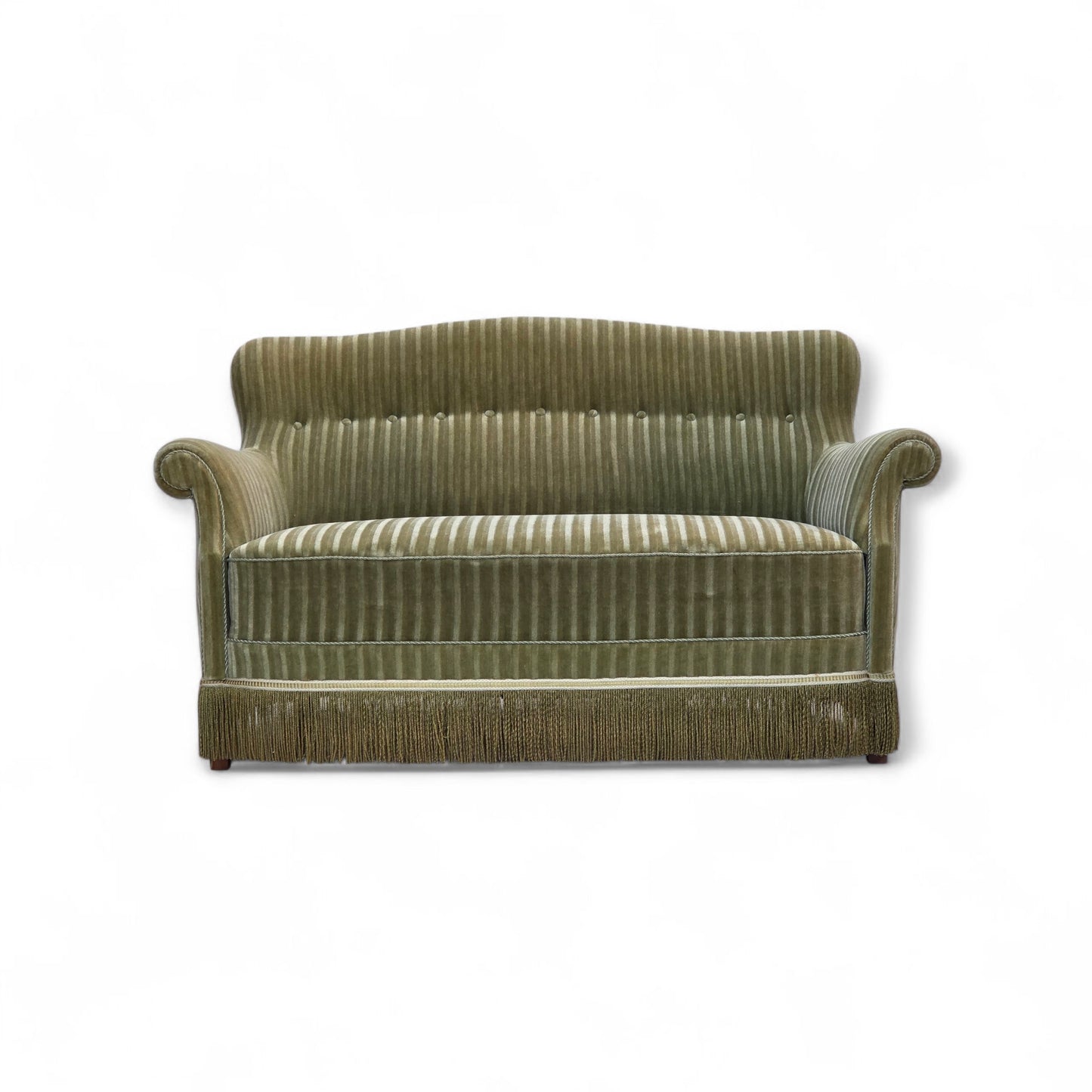 1960s, Danish 2-seater sofa, original furniture velour, beech wood.