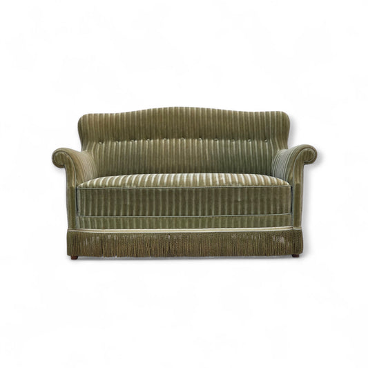 1960s, Danish 2-seater sofa, original furniture velour, beech wood.