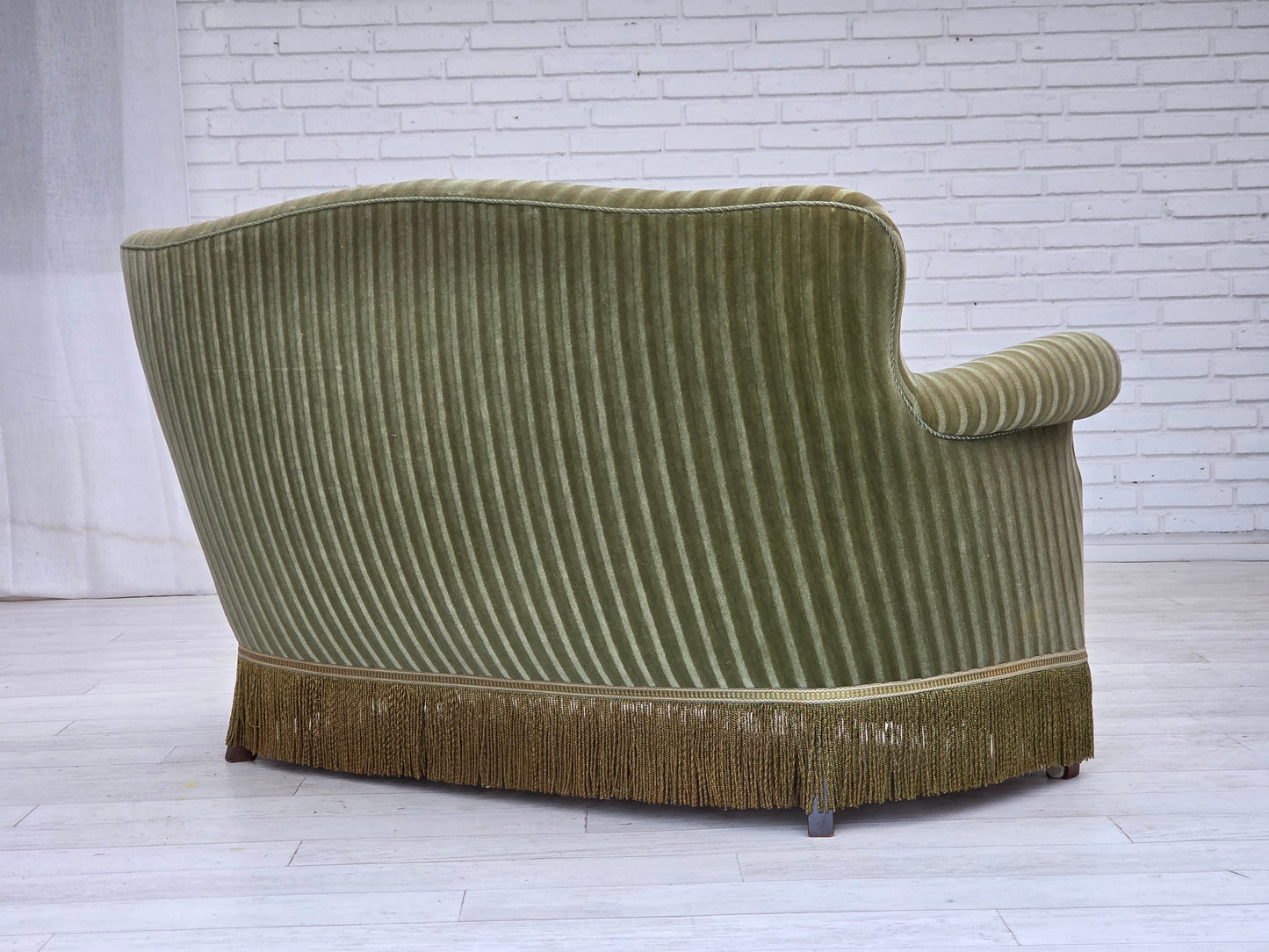 1960s, Danish 2-seater sofa, original furniture velour, beech wood.