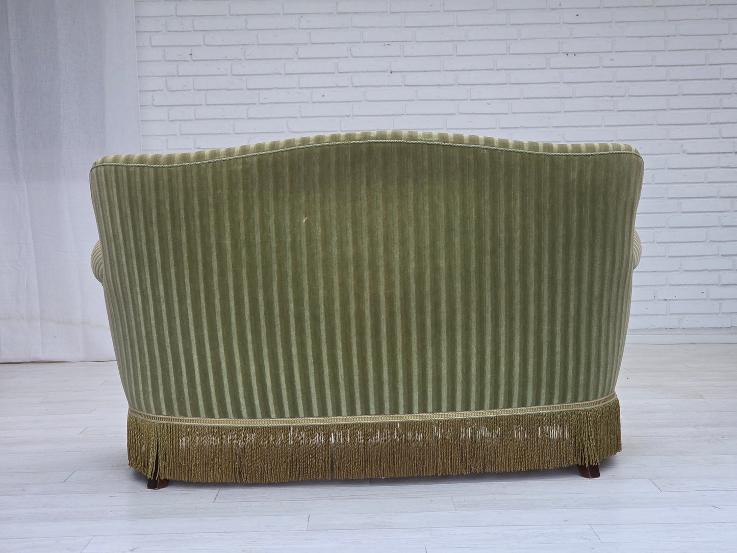 1960s, Danish 2-seater sofa, original furniture velour, beech wood.