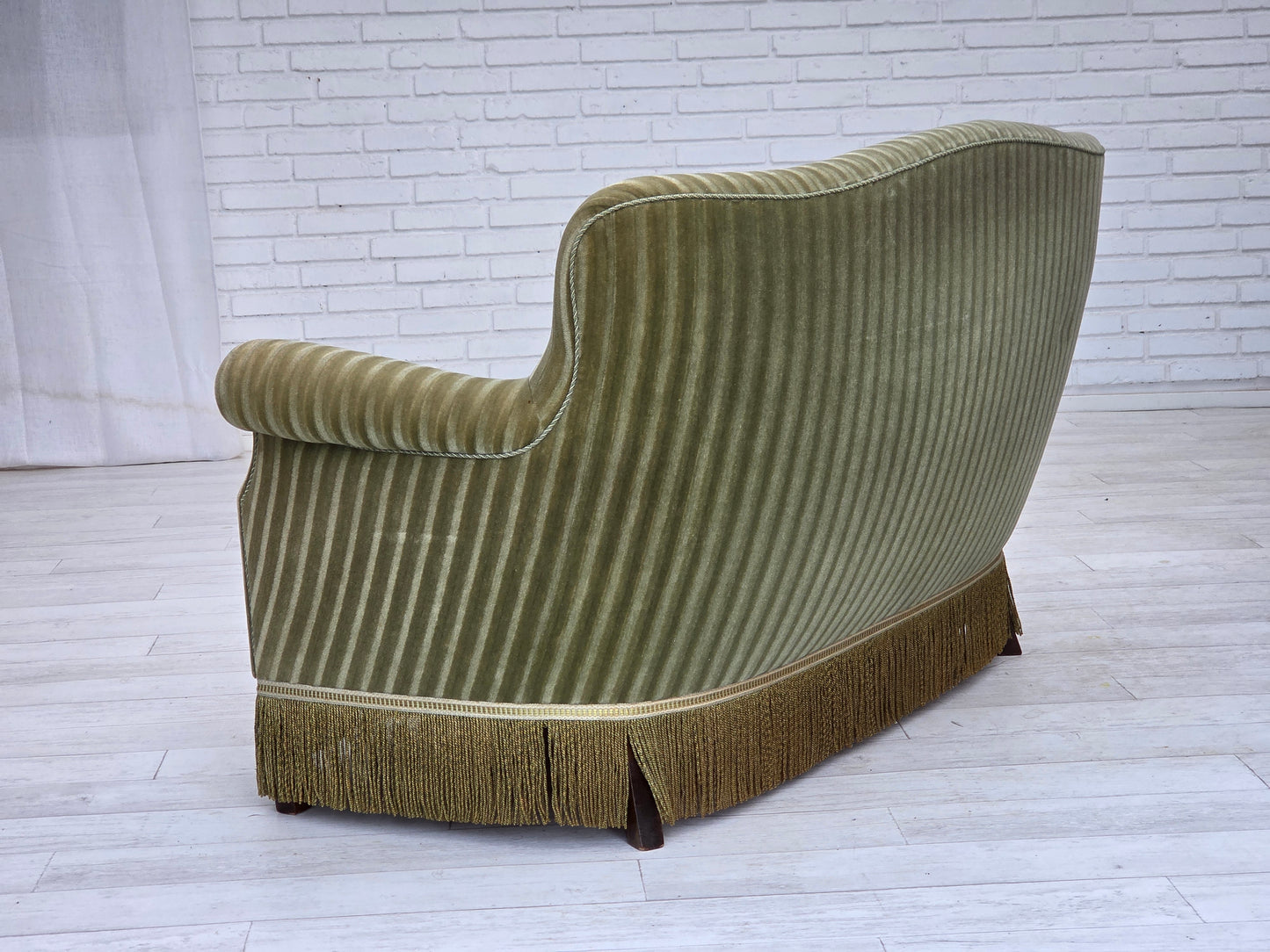 1960s, Danish 2-seater sofa, original furniture velour, beech wood.