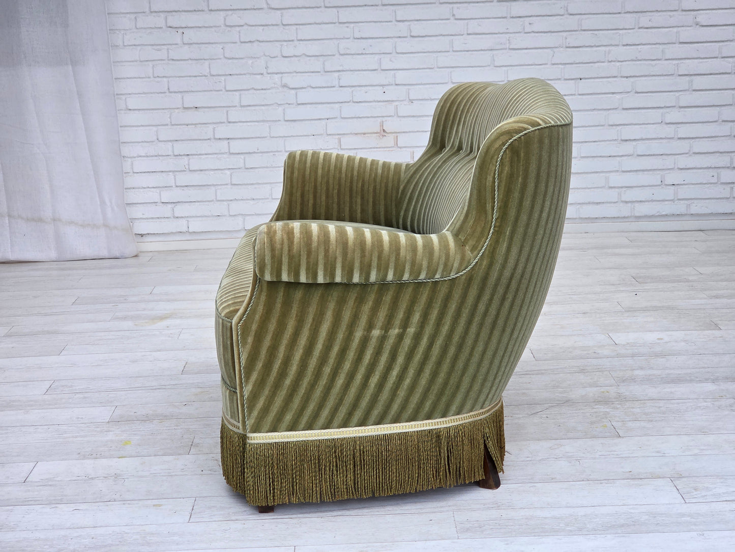 1960s, Danish 2-seater sofa, original furniture velour, beech wood.