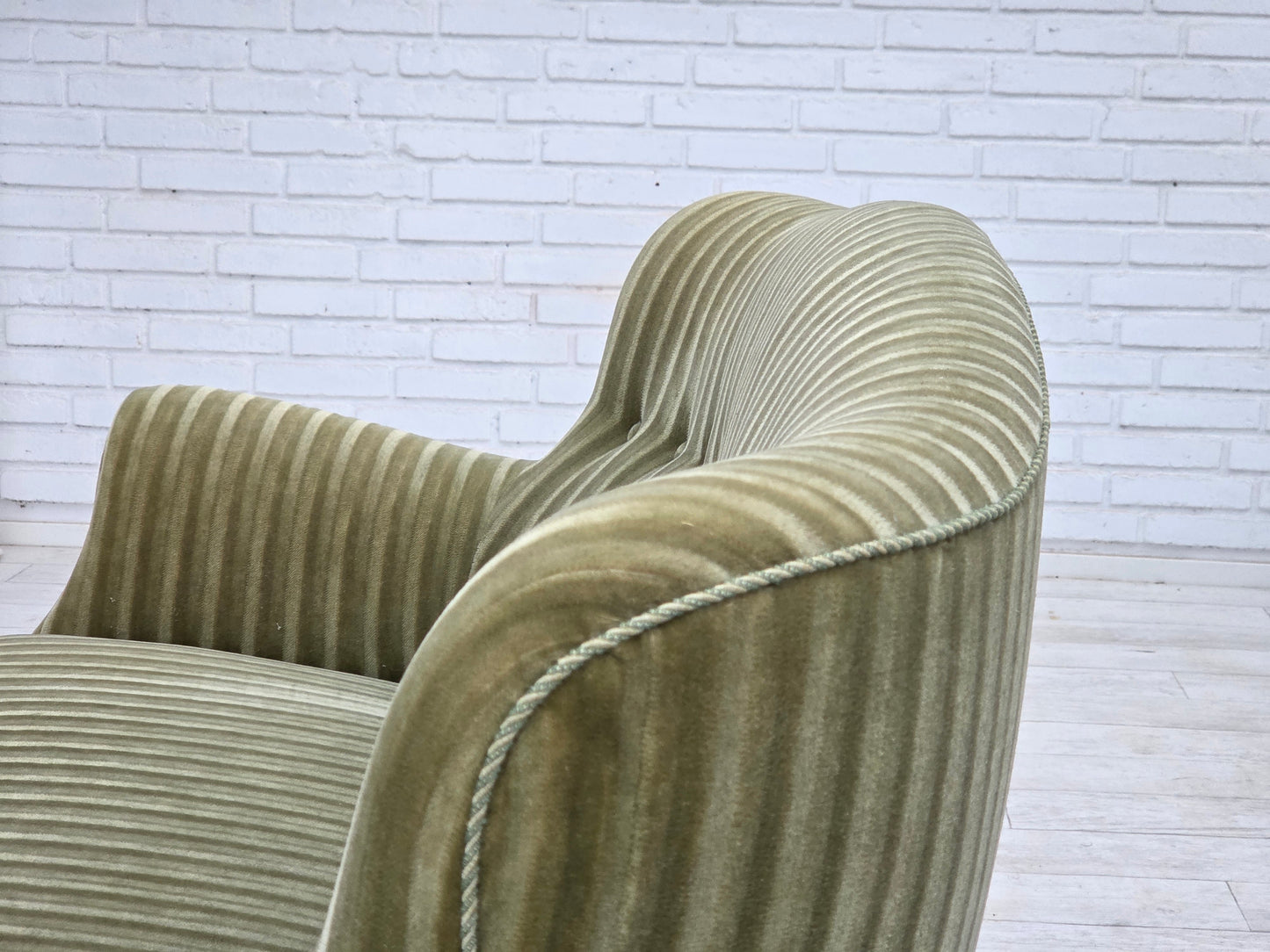 1960s, Danish 2-seater sofa, original furniture velour, beech wood.