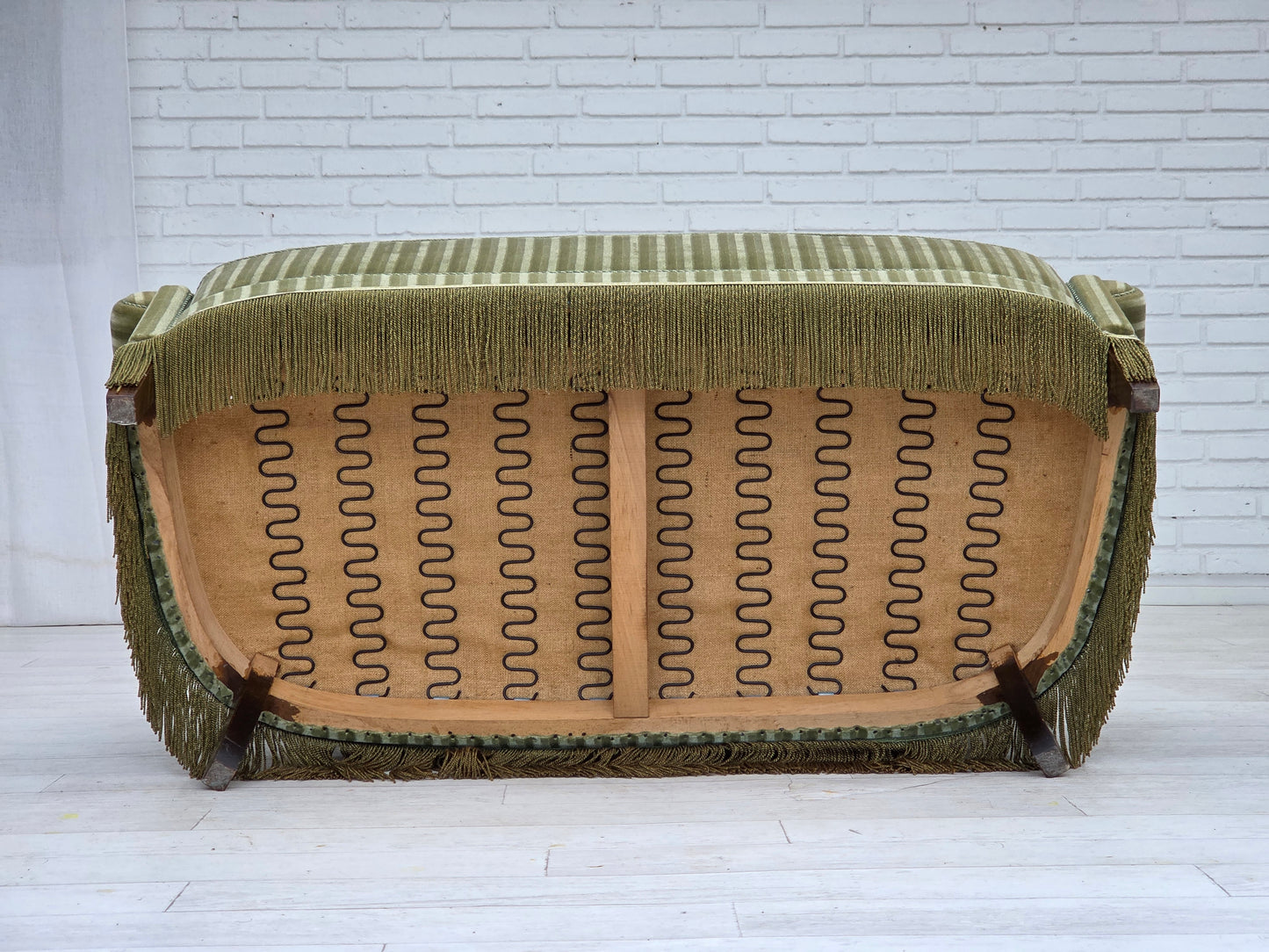 1960s, Danish 2-seater sofa, original furniture velour, beech wood.