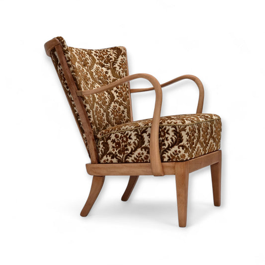 1960s, Danish design by Alfred Christensen, easy chair, model 177, furniture velour, renewed wood.