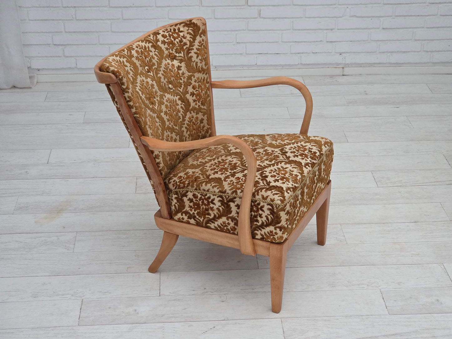 1960s, Danish design by Alfred Christensen, easy chair, model 177, furniture velour, renewed wood.