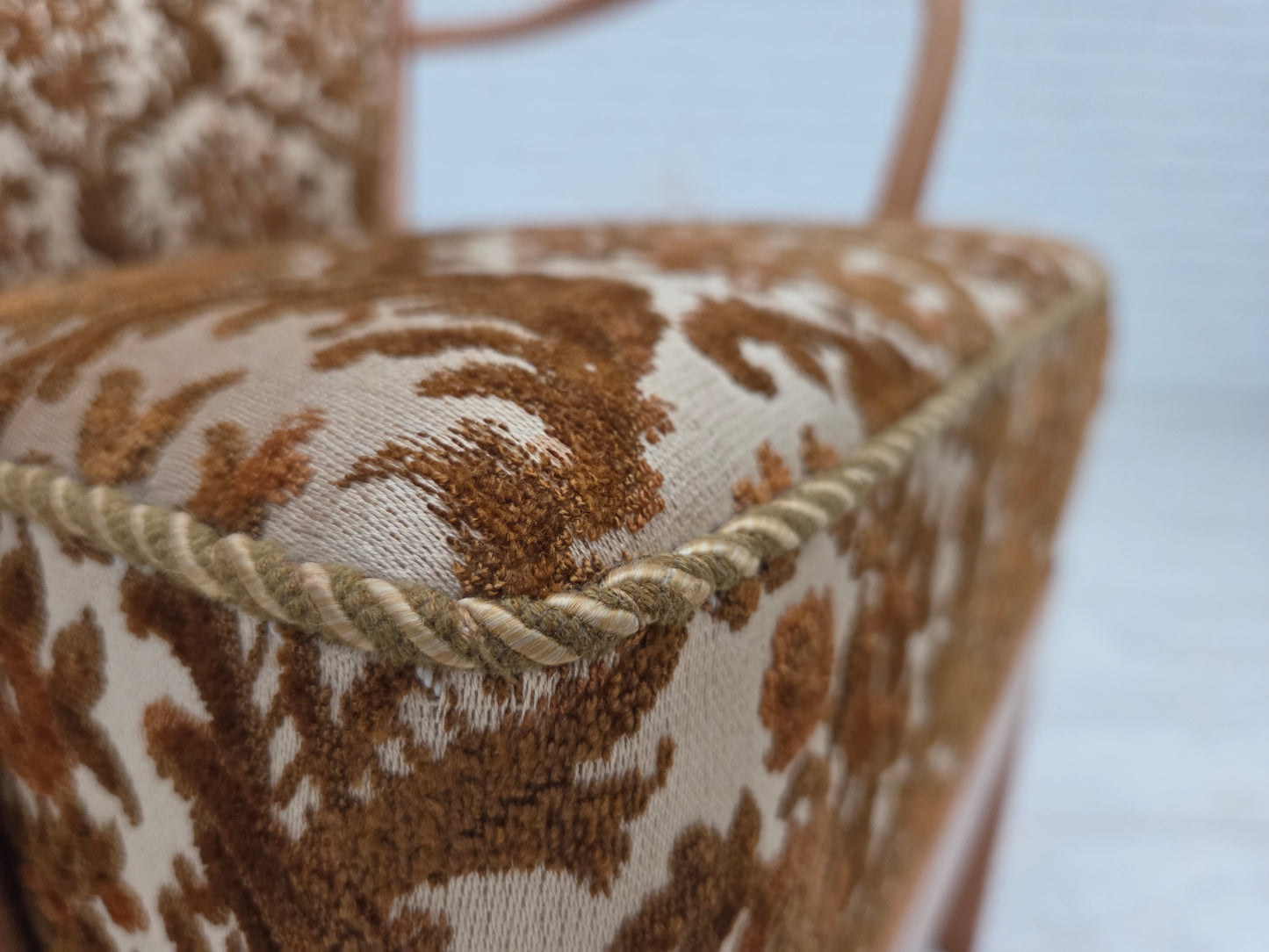 1960s, Danish design by Alfred Christensen, easy chair, model 177, furniture velour, renewed wood.