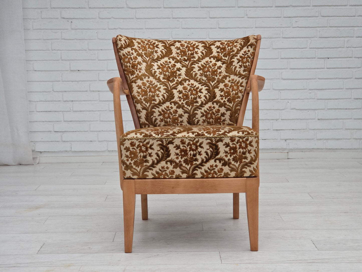 1960s, Danish design by Alfred Christensen, easy chair, model 177, furniture velour, renewed wood.