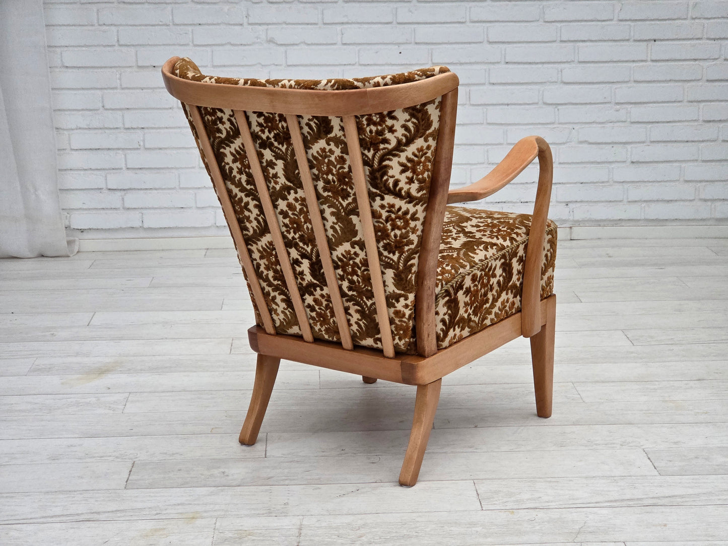 1960s, Danish design by Alfred Christensen, easy chair, model 177, furniture velour, renewed wood.