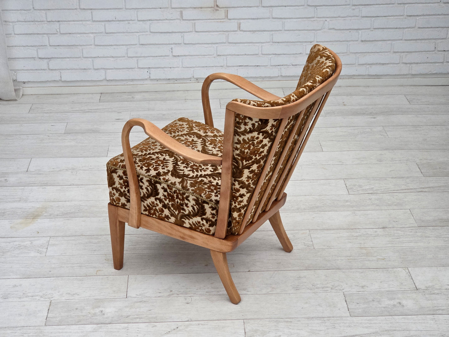 1960s, Danish design by Alfred Christensen, easy chair, model 177, furniture velour, renewed wood.