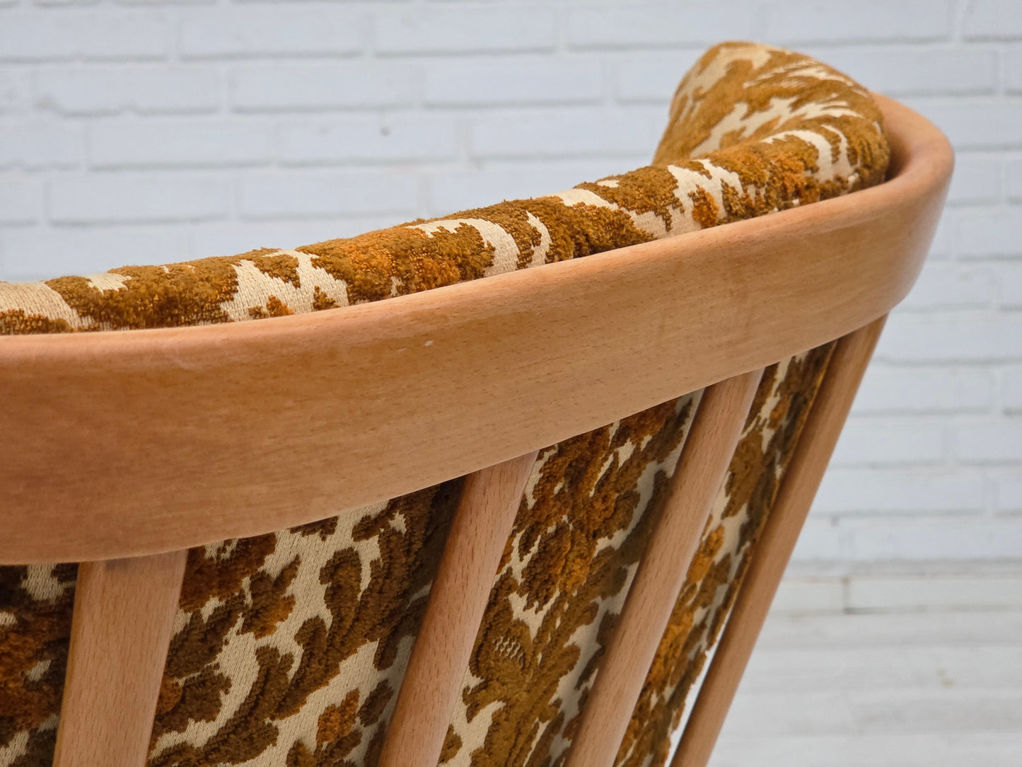 1960s, Danish design by Alfred Christensen, easy chair, model 177, furniture velour, renewed wood.