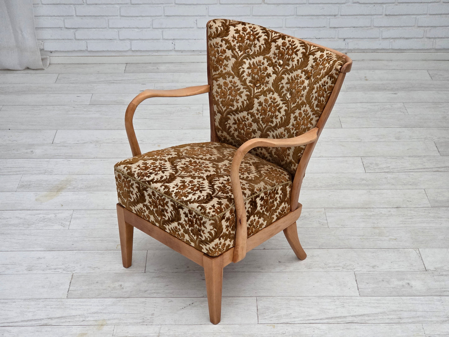 1960s, Danish design by Alfred Christensen, easy chair, model 177, furniture velour, renewed wood.