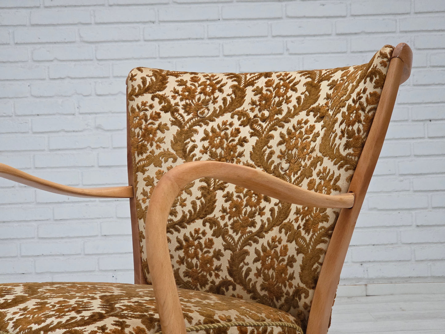 1960s, Danish design by Alfred Christensen, easy chair, model 177, furniture velour, renewed wood.