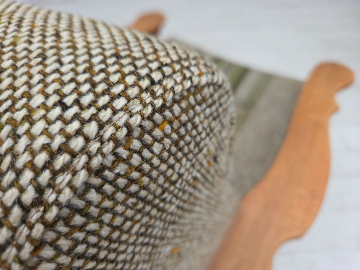 1970s, Danish armchair, original furniture wool fabric, solid oak wood.