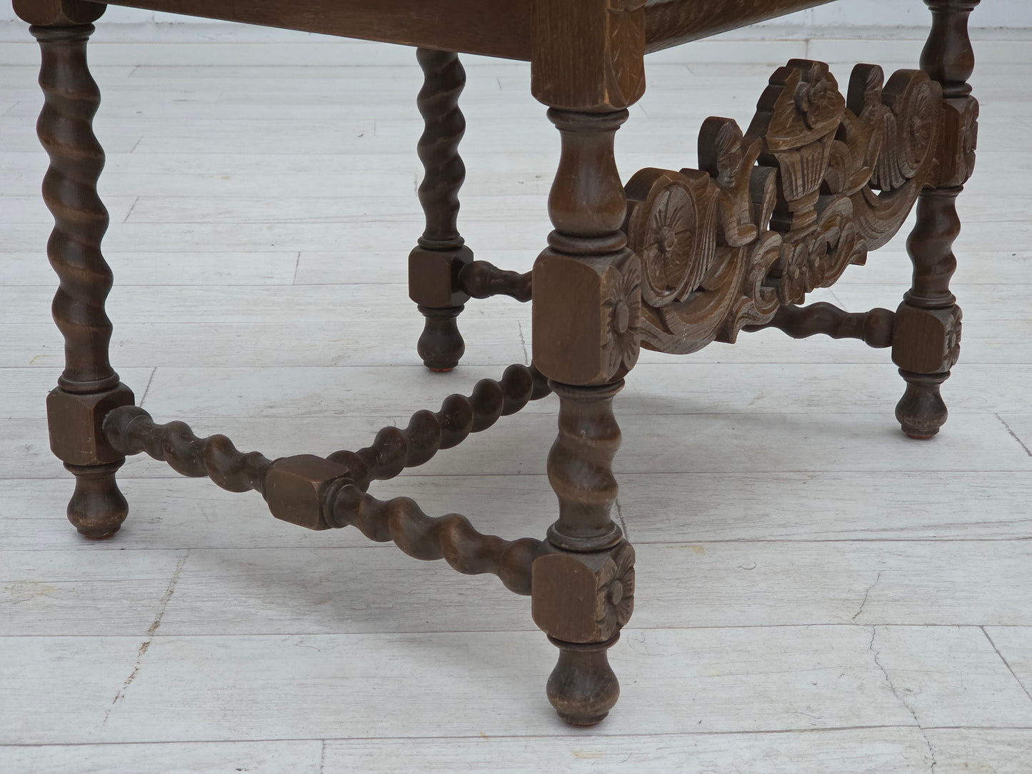 1930s, Danish highback armchair, furniture mesh, velour, hand carved oak wood.