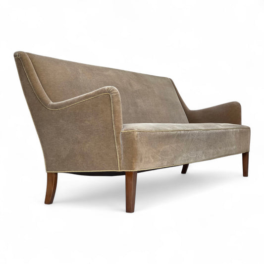 1960s, Danish 4-seater sofa, original light green furniture velour.