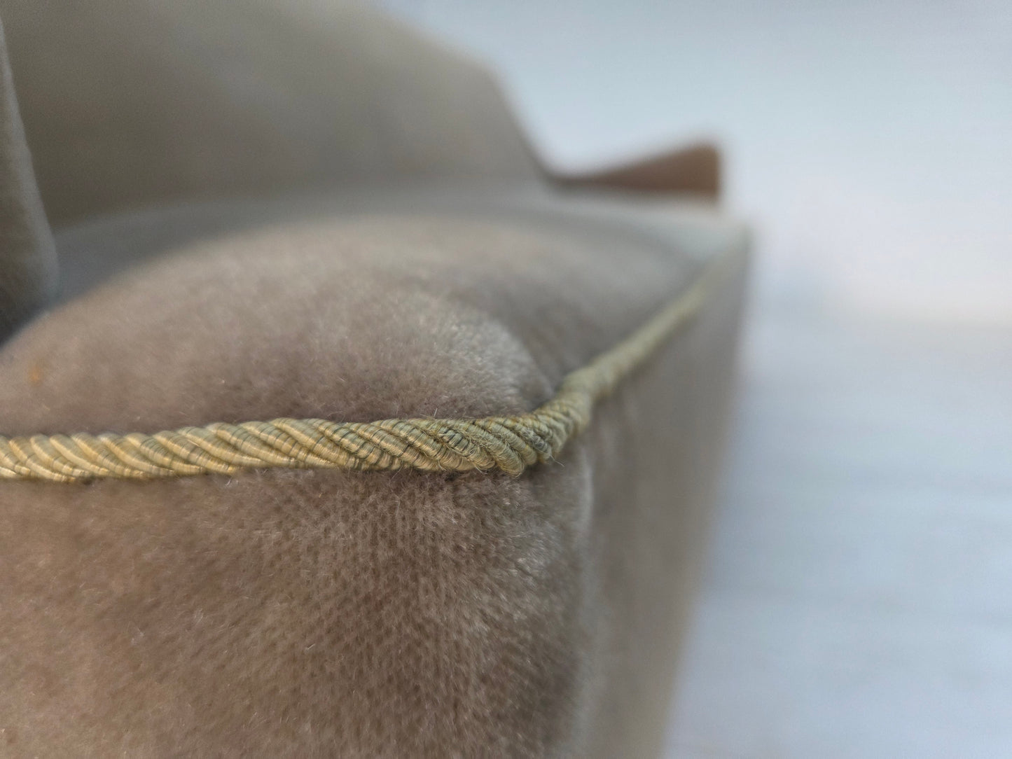 1960s, Danish 4-seater sofa, original light green furniture velour.