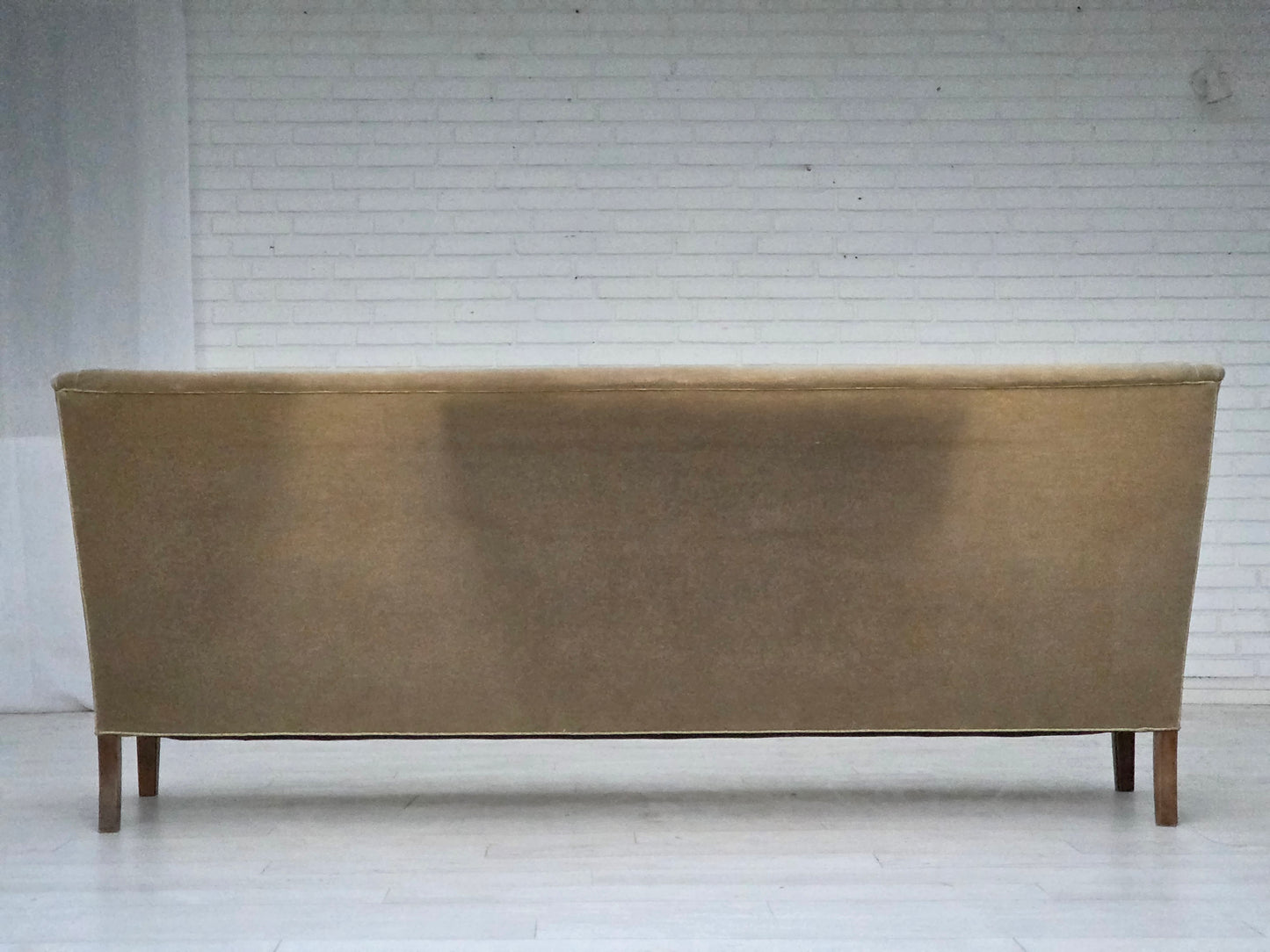 1960s, Danish 4-seater sofa, original light green furniture velour.