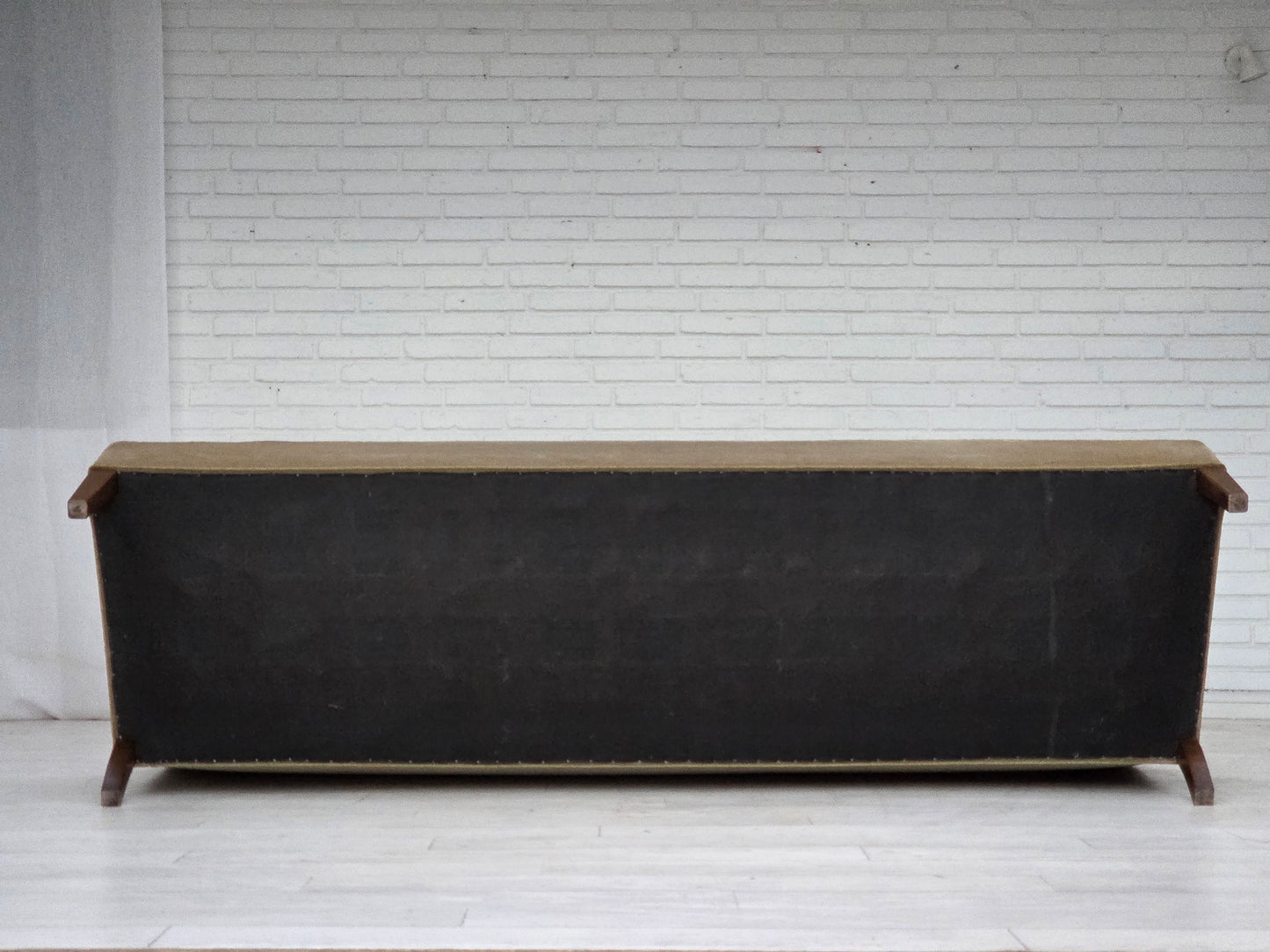 1960s, Danish 4-seater sofa, original light green furniture velour.