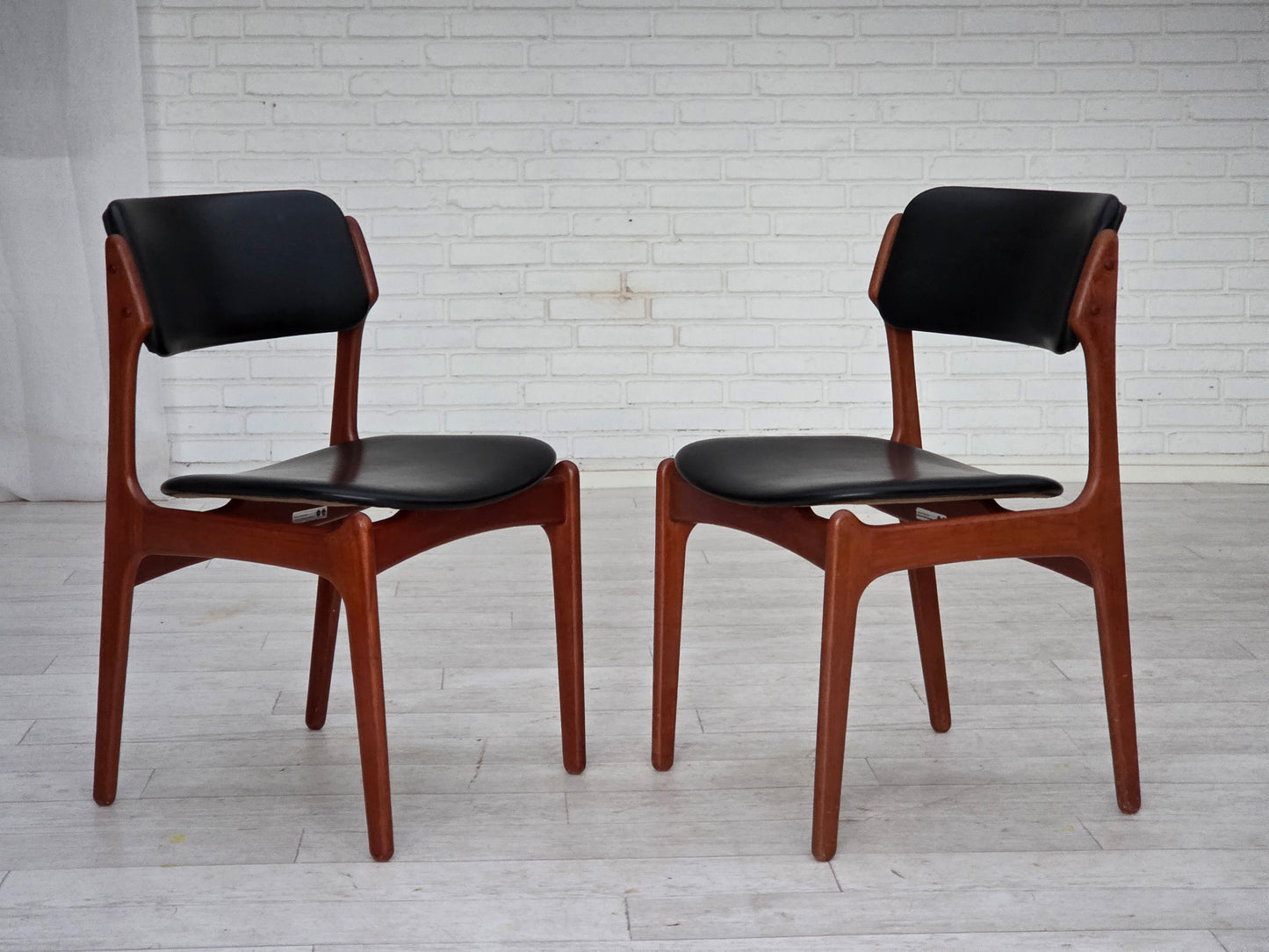 1960s, Danish design by Erik Buch, model 49, pair of chairs, teak wood.