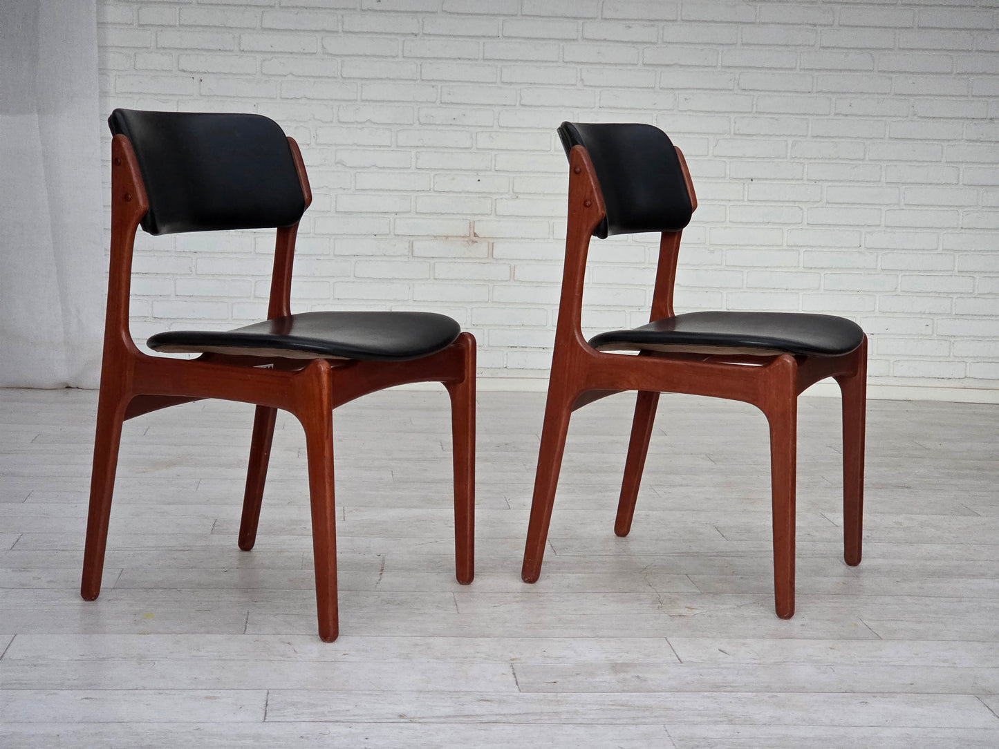 1960s, Danish design by Erik Buch, model 49, pair of chairs, teak wood.