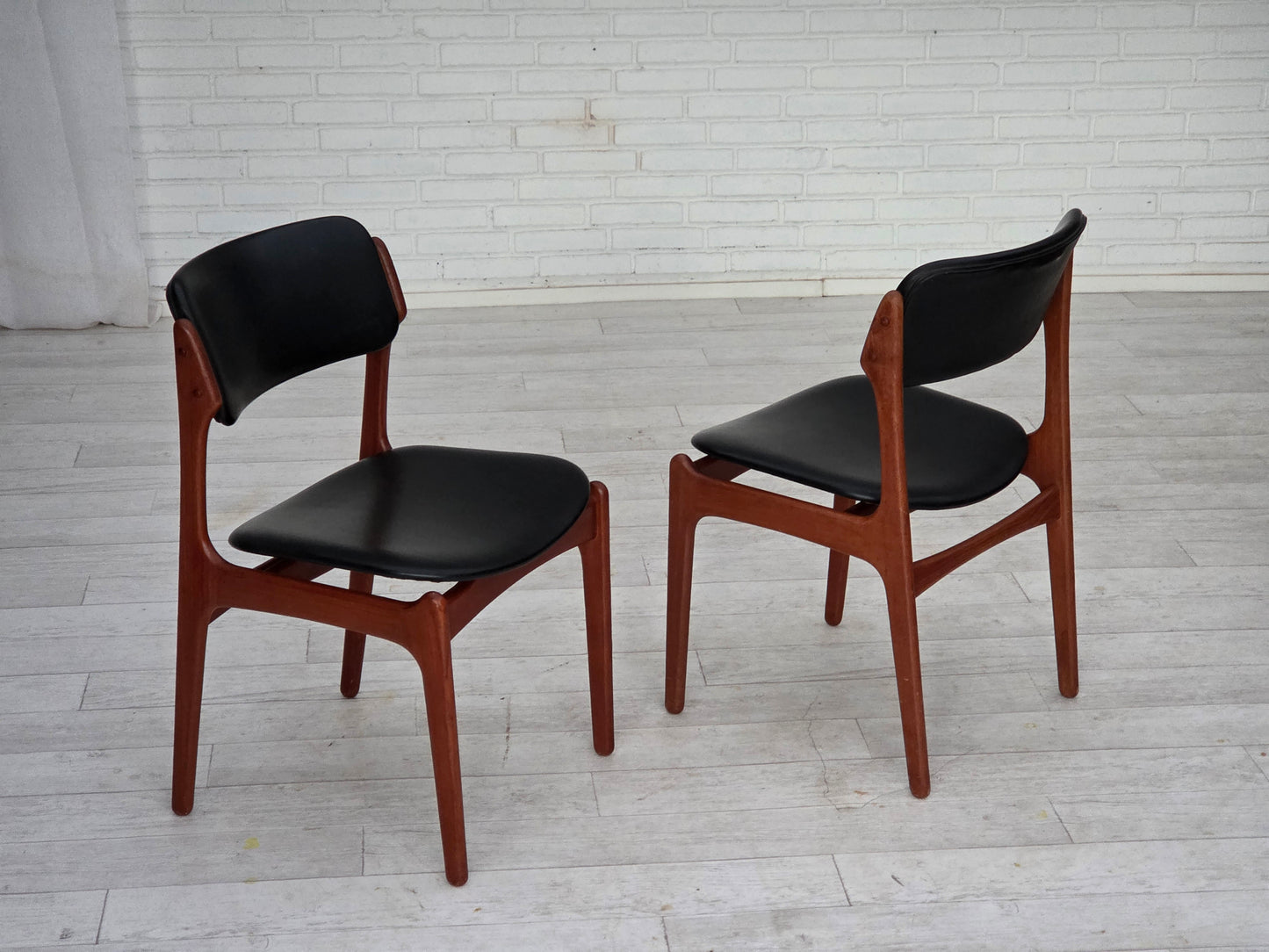 1960s, Danish design by Erik Buch, model 49, pair of chairs, teak wood.