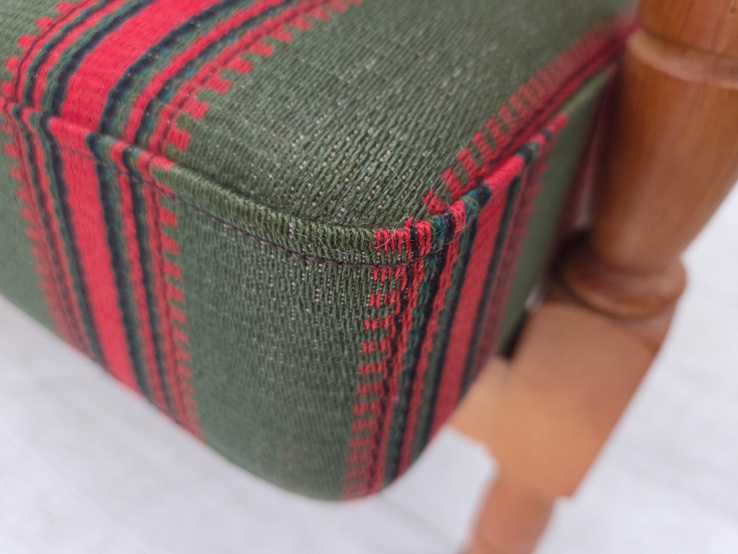 1970s, Danish 3-seater sofa, green furniture wool, oak wood.