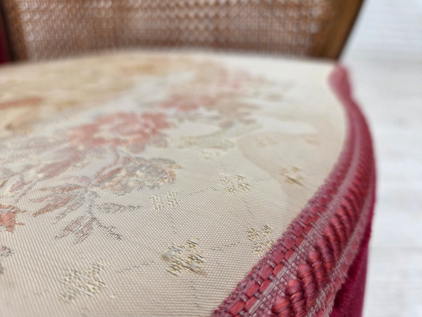 1950s, Danish armchair, furniture velour, ash wood, furniture mesh.