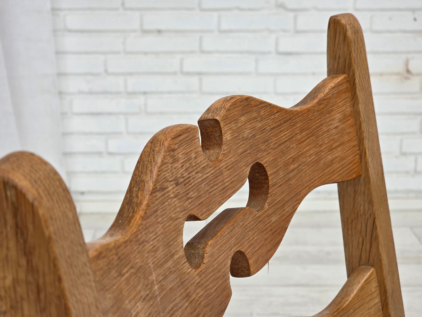 1970s, set of 2 Danish dining chairs, furniture wool, solid oak wood.