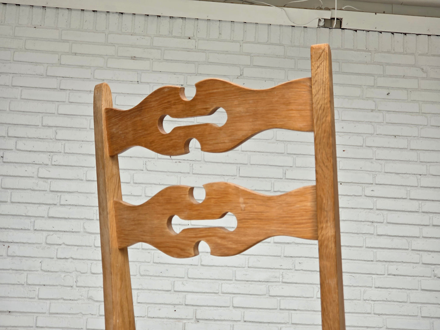 1970s, set of 2 Danish dining chairs, furniture wool, solid oak wood.