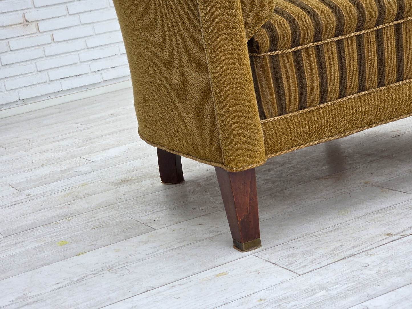 1950s, Danish relax chair, green furniture wool, ash wood.