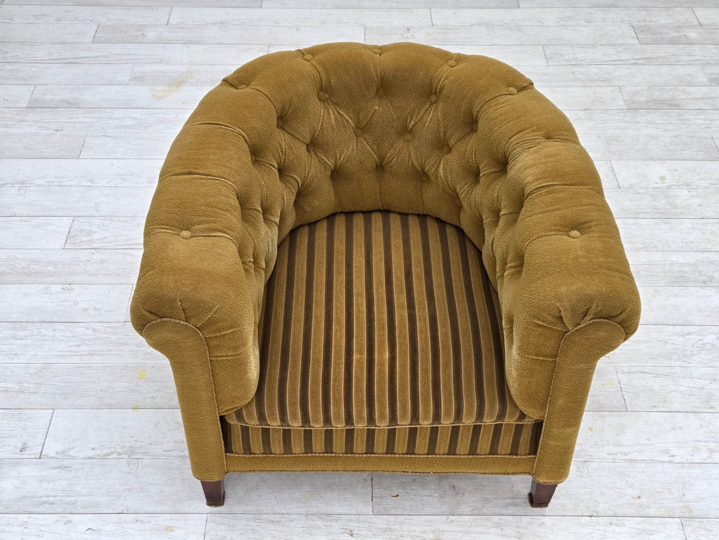 1950s, Danish relax chair, green furniture wool, ash wood.