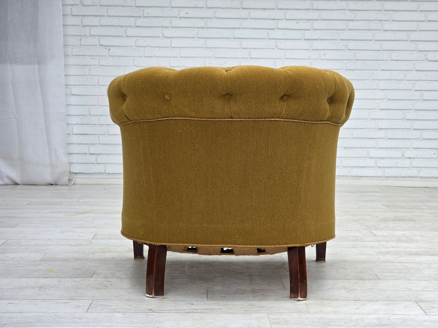 1950s, Danish relax chair, green furniture wool, ash wood.